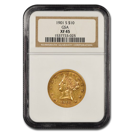 1901-S $10 Liberty Gold Eagle XF-45 NGC (GSA) 1901-S $10 Liberty Gold Eagle XF-45 NGC (GSA)