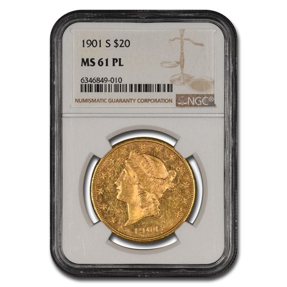 1901-S $20 Liberty Gold Double Eagle MS-61 NGC (PL) 1901-S $20 Liberty Gold Double Eagle MS-61 NGC (PL)