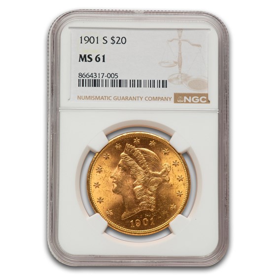 1901-S $20 Liberty Gold Double Eagle MS-61 NGC