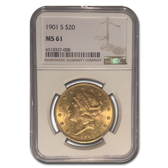 1901-S $20 Liberty Gold Double Eagle MS-61 NGC 1901-S $20 Liberty Gold Double Eagle MS-61 NGC