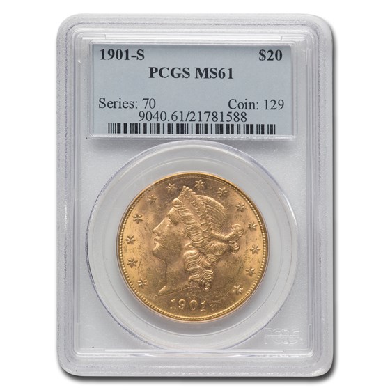 1901-S $20 Liberty Gold Double Eagle MS-61 PCGS