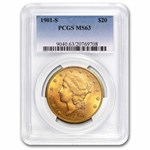 1901-S $20 Liberty Gold Double Eagle MS-63 PCGS