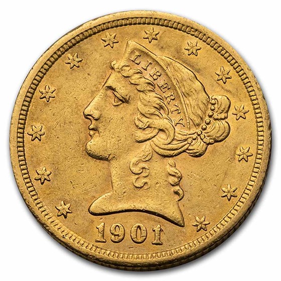 1901-S $5 Liberty Gold Half Eagle AU 1901-S $5 Liberty Gold Half Eagle AU