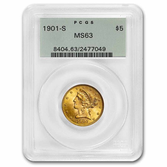 1901-S $5 Liberty Gold Half Eagle MS-63 PCGS 1901-S $5 Liberty Gold Half Eagle MS-63 PCGS