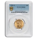 1901-S $5 Liberty Gold Half Eagle MS-64 PCGS 1901-S $5 Liberty Gold Half Eagle MS-64 PCGS