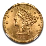 1901-S $5 Liberty Gold Half Eagle MS-65 NGC