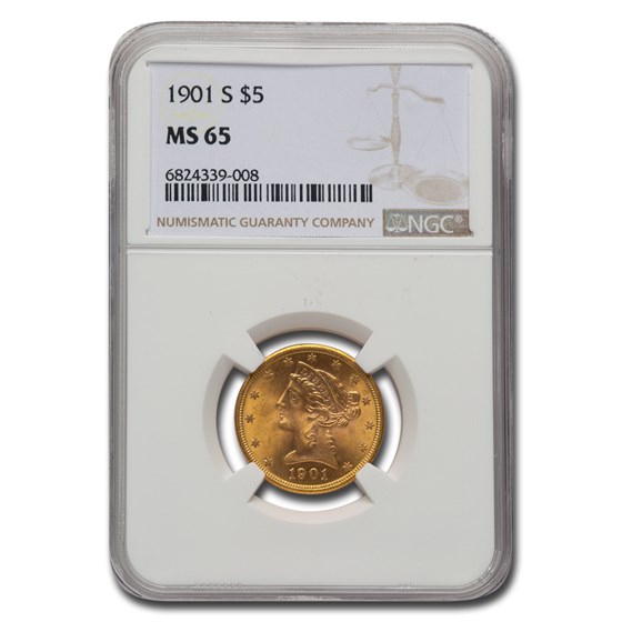 1901-S $5 Liberty Gold Half Eagle MS-65 NGC 1901-S $5 Liberty Gold Half Eagle MS-65 NGC