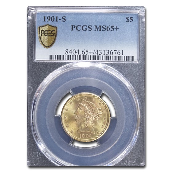 1901-S $5 Liberty Gold Half Eagle MS-65+ PCGS 1901-S $5 Liberty Gold Half Eagle MS-65+ PCGS