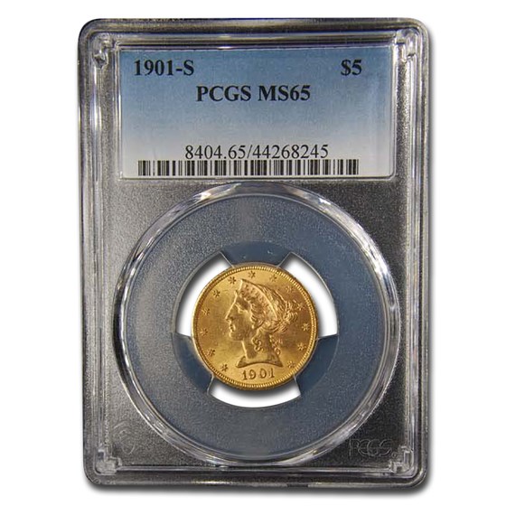 1901-S $5 Liberty Gold Half Eagle MS-65 PCGS 1901-S $5 Liberty Gold Half Eagle MS-65 PCGS