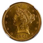 1901-S $5 Liberty Gold Half Eagle MS-66 NGC