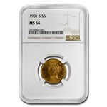 1901-S $5 Liberty Gold Half Eagle MS-66 NGC