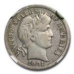 1901-S Barber Dime Fine-12 NGC