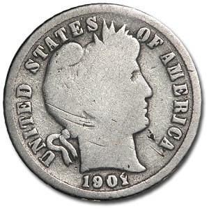 1901-S Barber Dime Good Details (Scratched) 1901-S Barber Dime Good Details (Scratched)