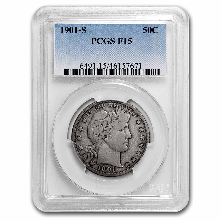 1901-S Barber Half Dollar Fine-15 PCGS
