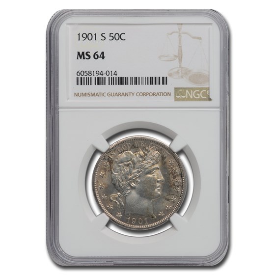 1901-S Barber Half Dollar MS-64 NGC 1901-S Barber Half Dollar MS-64 NGC