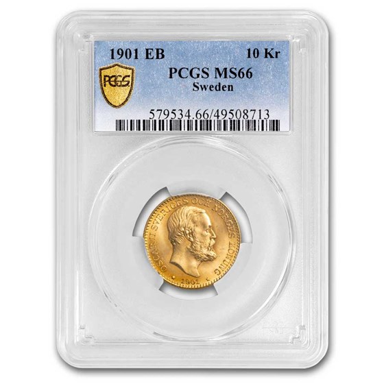 1901 Sweden Gold 10 Kronor MS-66 PCGS 1901 Sweden Gold 10 Kronor MS-66 PCGS
