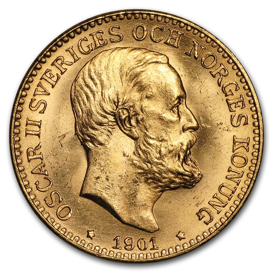 Buy 1901 Sweden Gold 10 Kronor Oscar II AU APMEX