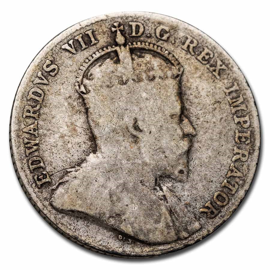 1902-1910 Canada Silver 10 Cents Edward VII Avg Circ