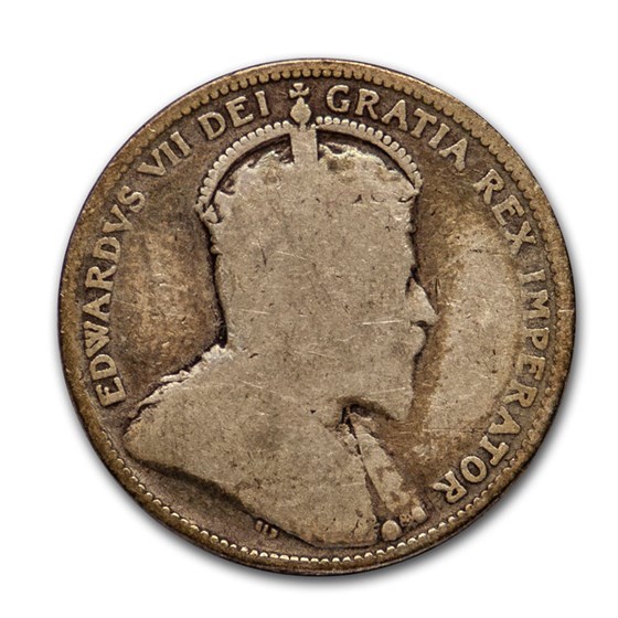 1902-1910 Canada Silver 25 Cents Edward VII Avg Circ (Good-VG) 1902-1910 Canada Silver 25 Cents Edward VII Avg Circ (Good-VG)