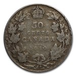1902-1910 Canada Silver 50 Cents Edward VII Avg Circ