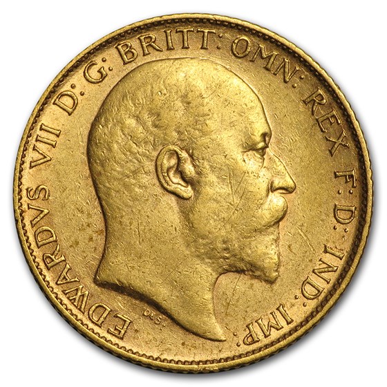 1902-1910 Great Britain Gold Half Sovereign Edward VII Avg Circ 1902-1910 Great Britain Gold Half Sovereign Edward VII Avg Circ