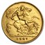 1902-1910 Great Britain Gold Half Sovereign Edward VII Avg Circ