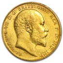 1902-1910 Great Britain Gold Sovereign Edward VII Avg Circ