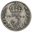 1902-1910 Great Britain Silver 3 Pence Edward VII Avg Circ