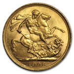 1902-1910-S Australia Gold Sovereign Edward VII Avg Circ