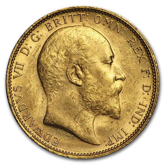1902-1910-S Australia Gold Sovereign Edward VII Avg Circ 1902-1910-S Australia Gold Sovereign Edward VII Avg Circ