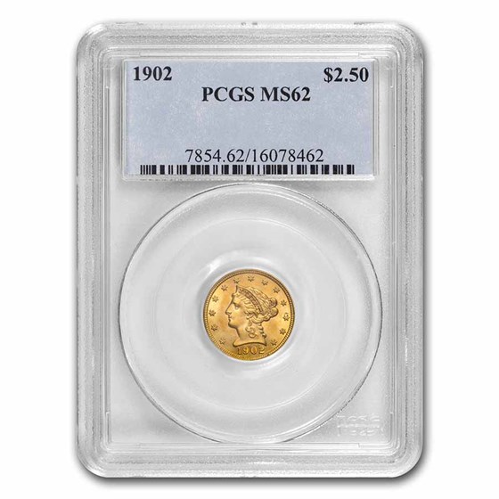 1902 $2.50 Liberty Gold Quarter Eagle MS-62 PCGS 1902 $2.50 Liberty Gold Quarter Eagle MS-62 PCGS
