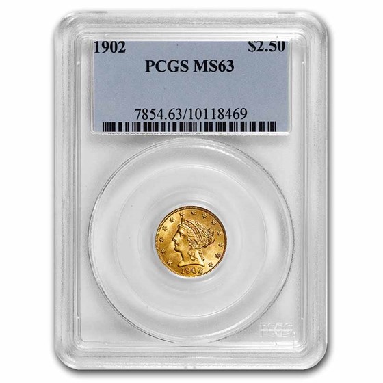1902 $2.50 Liberty Gold Quarter Eagle MS-63 PCGS 1902 $2.50 Liberty Gold Quarter Eagle MS-63 PCGS