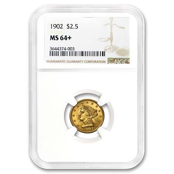 1902 $2.50 Liberty Gold Quarter Eagle MS-64+ NGC 1902 $2.50 Liberty Gold Quarter Eagle MS-64+ NGC