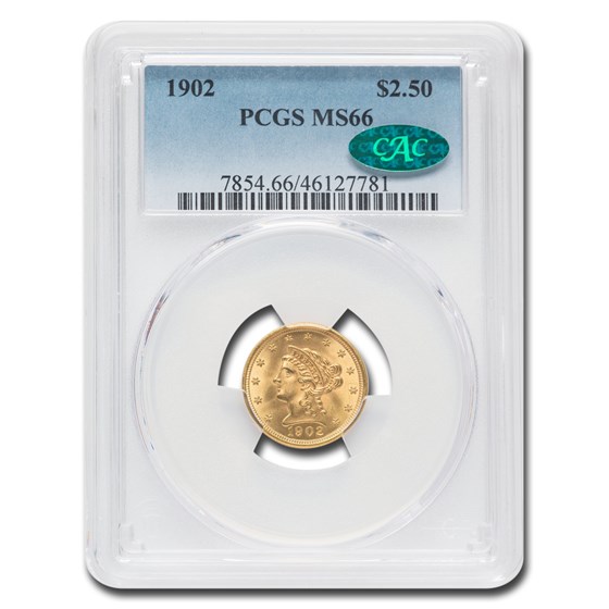 1902 $2.50 Liberty Gold Quarter Eagle MS-66 PCGS CAC 1902 $2.50 Liberty Gold Quarter Eagle MS-66 PCGS CAC