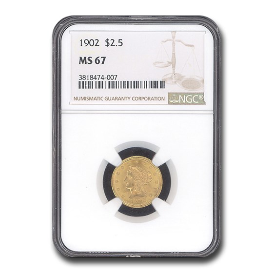1902 $2.50 Liberty Gold Quarter Eagle MS-67 NGC 1902 $2.50 Liberty Gold Quarter Eagle MS-67 NGC