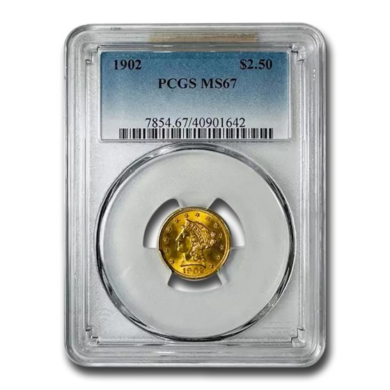 1902 $2.50 Liberty Gold Quarter Eagle MS-67 PCGS 1902 $2.50 Liberty Gold Quarter Eagle MS-67 PCGS