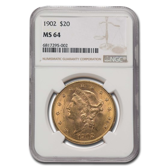 1902 $20 Liberty Gold Double Eagle MS-64 NGC 1902 $20 Liberty Gold Double Eagle MS-64 NGC