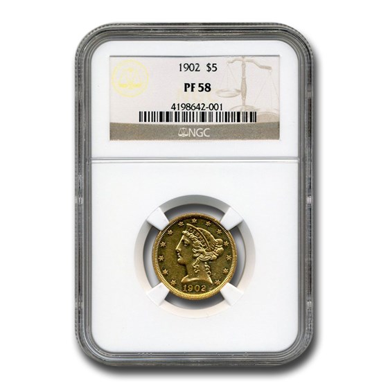 1902 $5 Liberty Gold Half Eagle PF-58 NGC 1902 $5 Liberty Gold Half Eagle PF-58 NGC