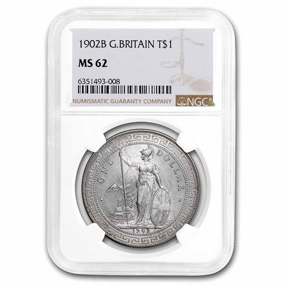 1902-B Great Britain Silver Trade Dollar MS-62 NGC 1902-B Great Britain Silver Trade Dollar MS-62 NGC