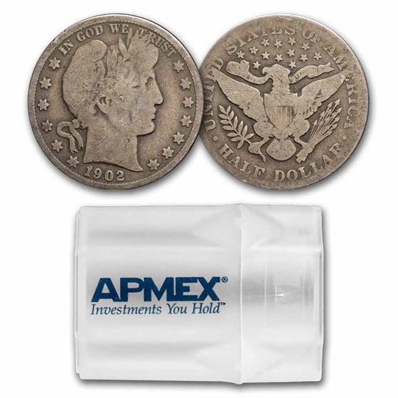 1902 Barber Half Dollar 20-Coin Roll Avg Circ 1902 Barber Half Dollar 20-Coin Roll Avg Circ