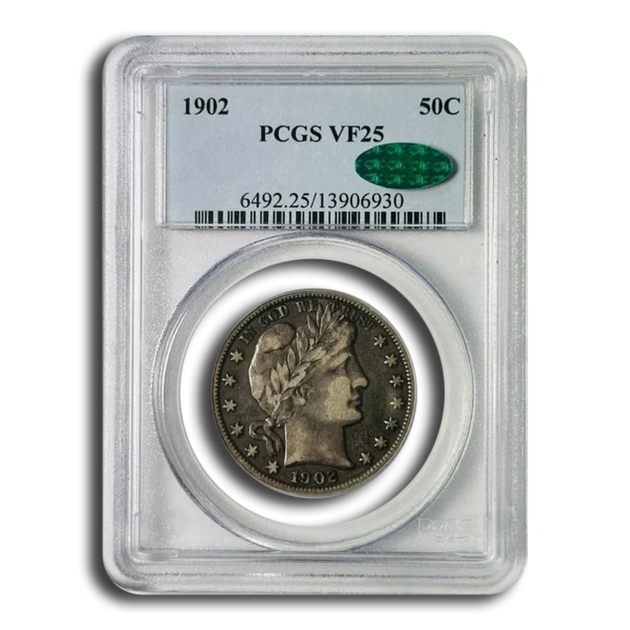 1902 Barber Half Dollar VF-25 PCGS CAC