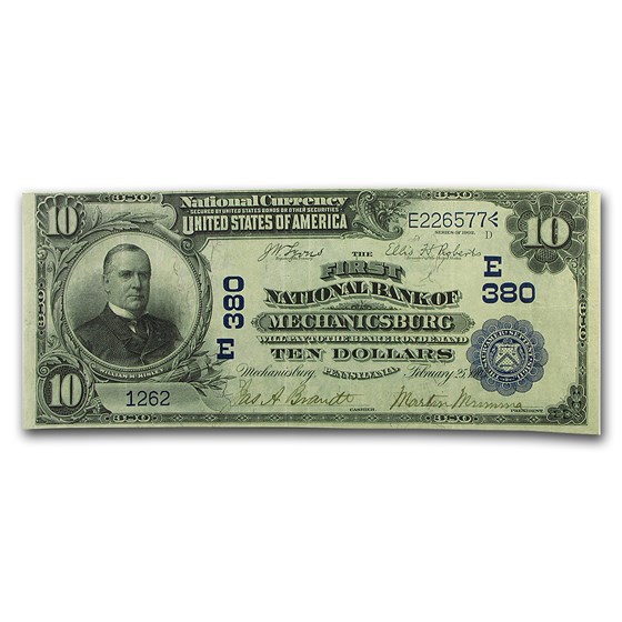 1902 Date Back $5.00 Mechanicsburg, Pennsylvania XF 1902 Date Back $5.00 Mechanicsburg, Pennsylvania XF