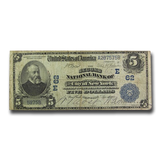 1902 Date Back $5.00 New York, New York Fine (Fr#590) CH #62 1902 Date Back $5.00 New York, New York Fine (Fr#590) CH #62