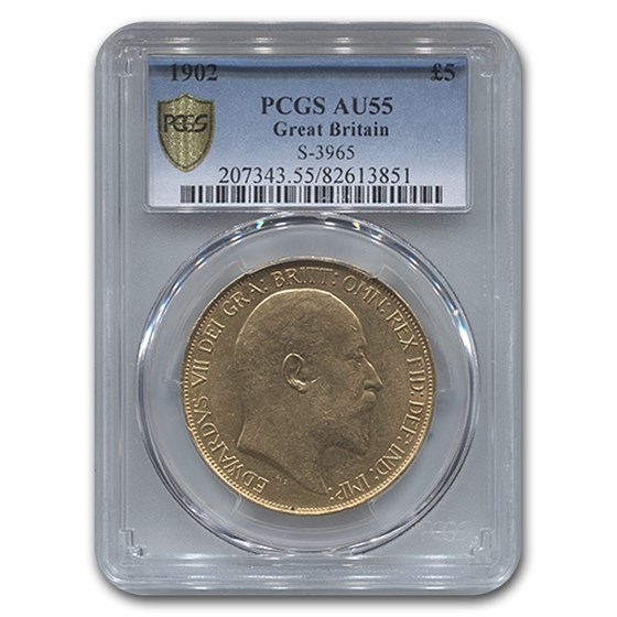 1902 Great Britain Gold £5 Edward VII AU-55 PCGS 1902 Great Britain Gold £5 Edward VII AU-55 PCGS