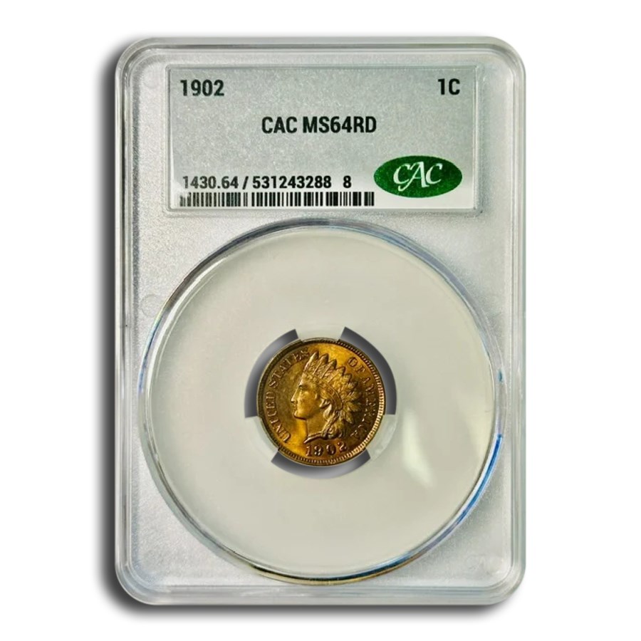 1902 Indian Head Cent MS-64 CACG (Red)