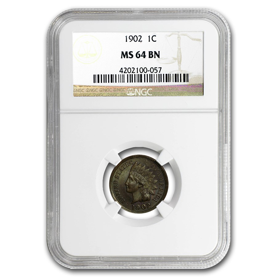 1902 Indian Head Cent MS-64 NGC (Brown)