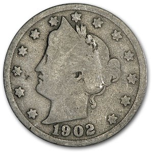 1902 Liberty Head V Nickel Good+ 1902 Liberty Head V Nickel Good+