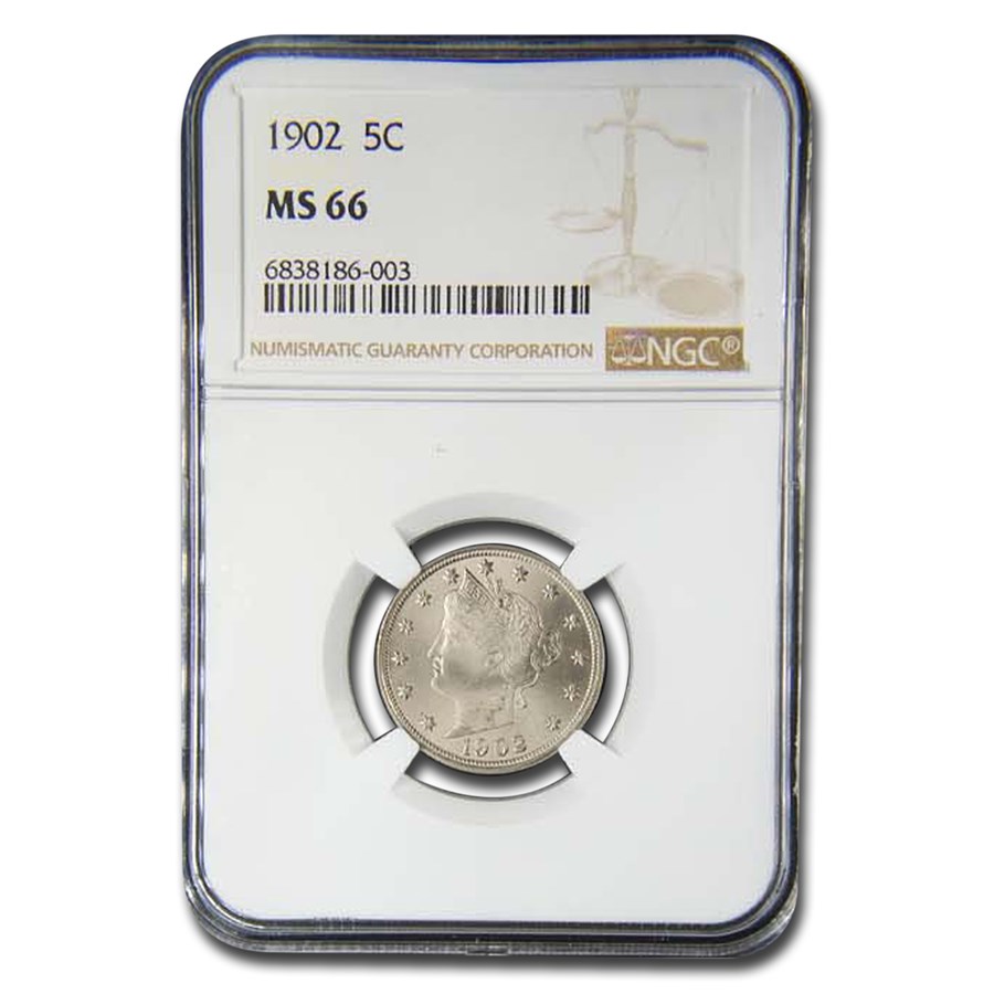 1902 Liberty Head V Nickel MS-66 NGC