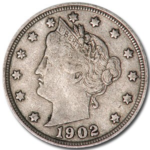 1902 Liberty Head V Nickel VF
