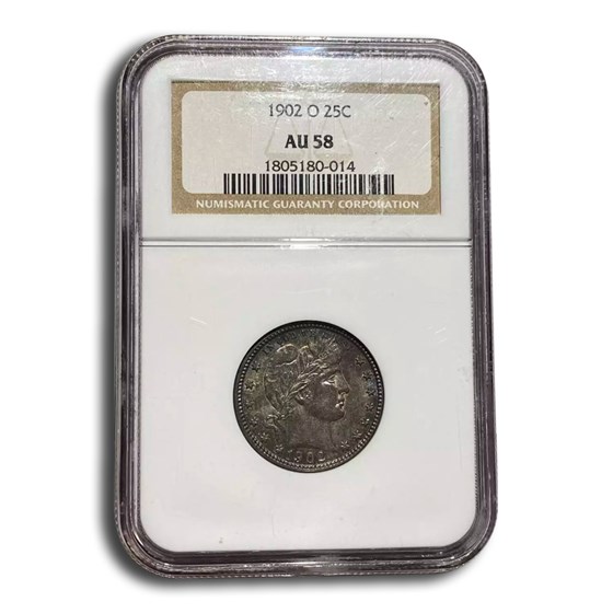 1902-O Barber Quarter AU-58 NGC 1902-O Barber Quarter AU-58 NGC
